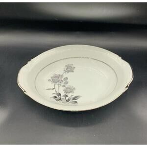 Nocturne By Yamaka 10" OVAL VEGETABLE BOWL  PLATINUM TRIM Black Rose Japan